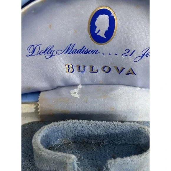 Bulova Resin Dolly Madison White And Blue Collection Box Box Only - Picture 10 of 13